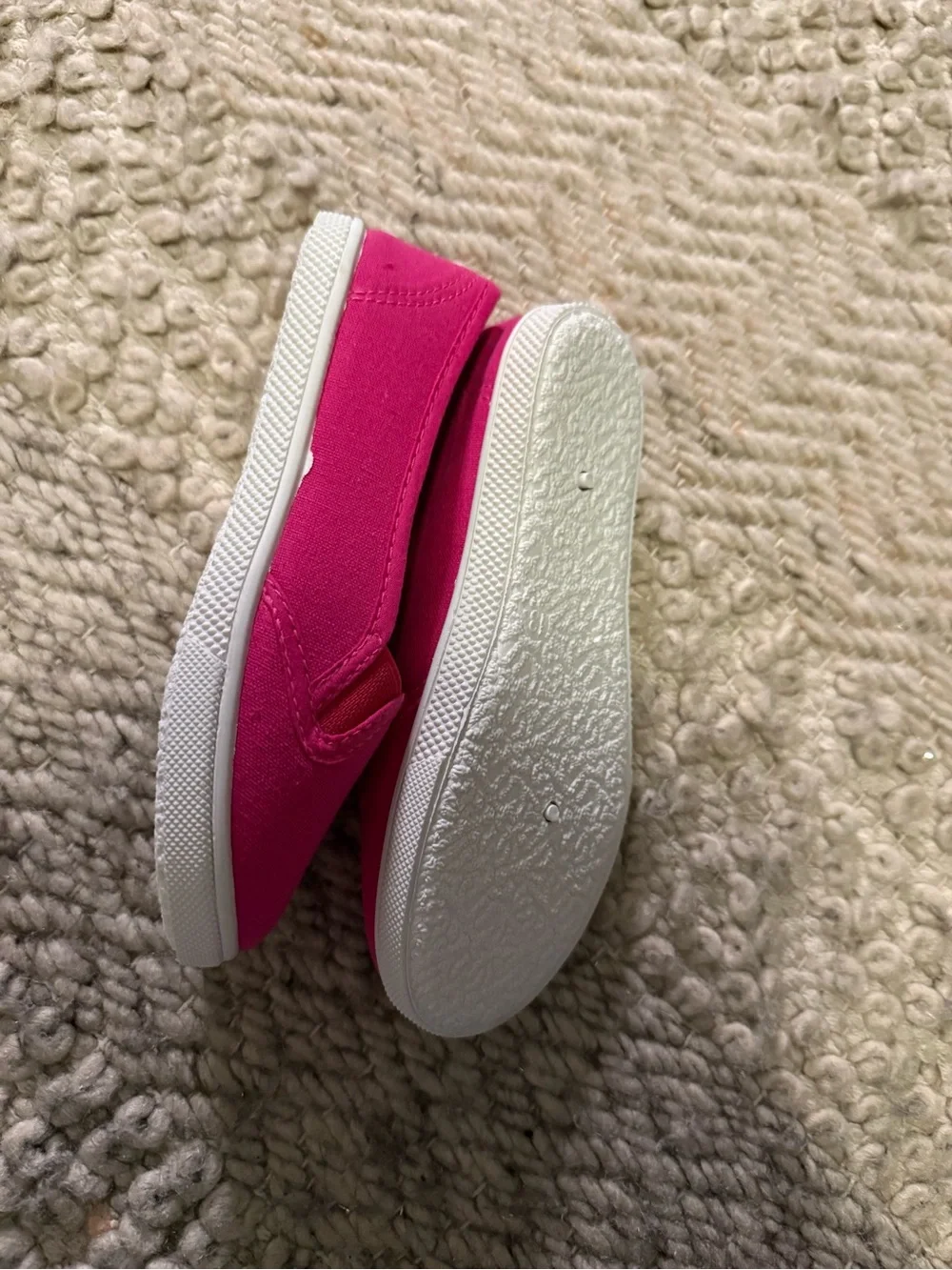 Kids Canvas Slip-On Sneakers pink fuchsia 12.5 13 little girls new unbranded